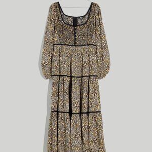 Madewell Embroidered Tiered Midi Dress, Cottage Garden US 14 - Like New